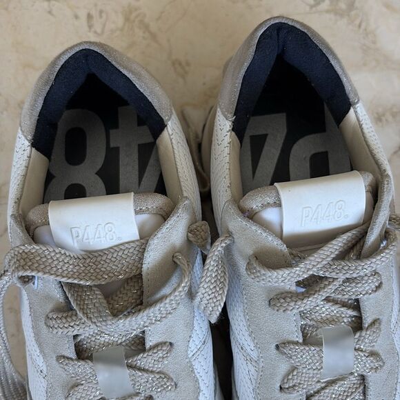 P448 Cancun Low Top Sneakers Rafia Leather & Suede Leather Retro Made in Italy - Picture 12 of 15